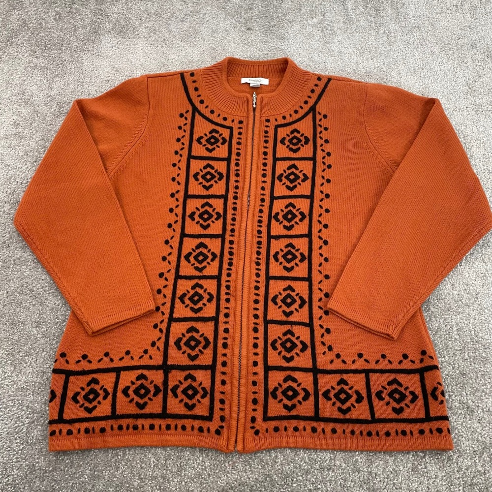 Dressbarn Cardigan Womens 14 16 Boho Southwestern Tribal Geometric Knit Autumn